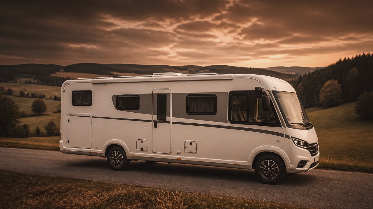 Wohnmobil auf einer Landstraße